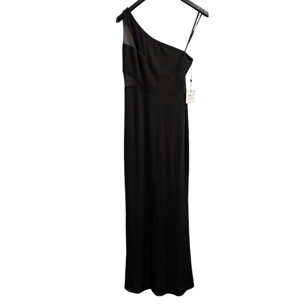Laundry Gown Dress Black One Shoulder Mesh Detail Formal Gala Event Size 4